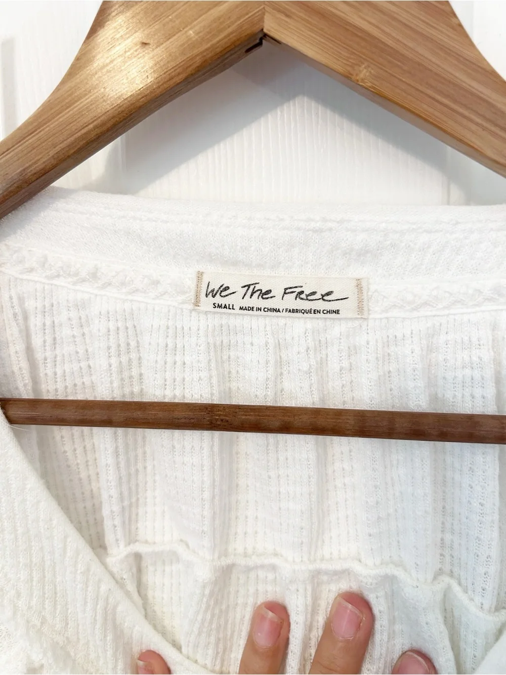 We The Free Waffle-Knit Must Have Henley Tee Ivory White S